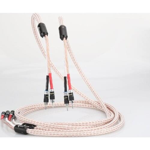 Pair Audiocrast HiFi Speaker Wire Speaker Cable with Rhodium Plated Banana Plugs 10AWG (OFC) Speaker wire