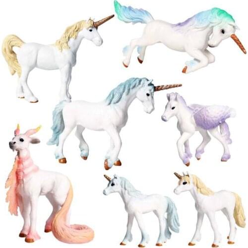 Colorful Unicorn Toy Simulation Animal Model Unicorns Action Figures Original Elf Fly Horse Figurines PVC Collection Toy For Toy