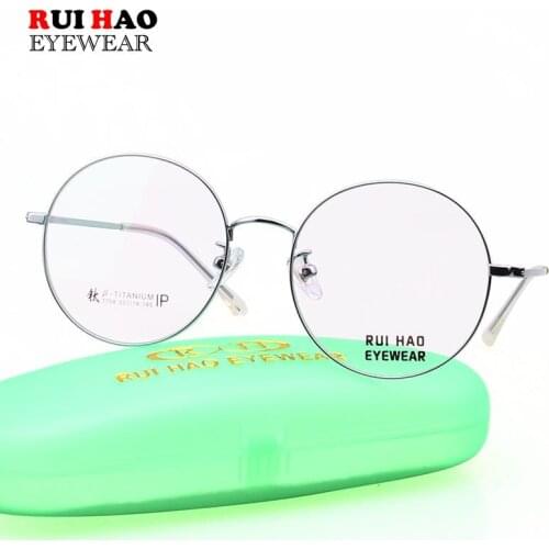 Retro Round Eyeglasses Frame Glasses Frame Women Men Super Light Titanium Eyeglasses Optical Spectacles 7758