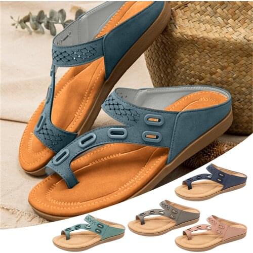 Summer Indoor Outdoor Beach Flip-flops Flat Massage Women Sandals Open Toe Vintage Anti-Slip sandales Woman Shoes Plus Size