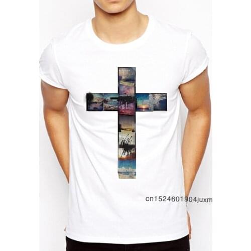 Summer The Cross Trees Man T Shirts Jesus Faith Short Sleeve Tshirts Casual Streetwear Fashion Jesus Christ cross Men T-shirts