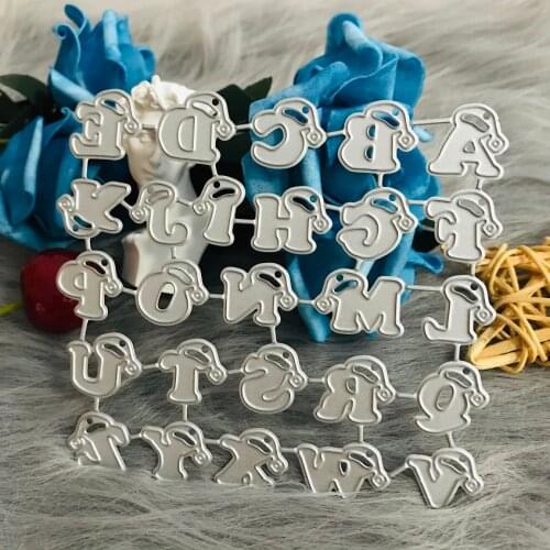 Uppercase letter Alphabet Metal Cutting Dies with christmas hat Scrapbooking DIY Stencil Craft Paper Card Decorative Template
