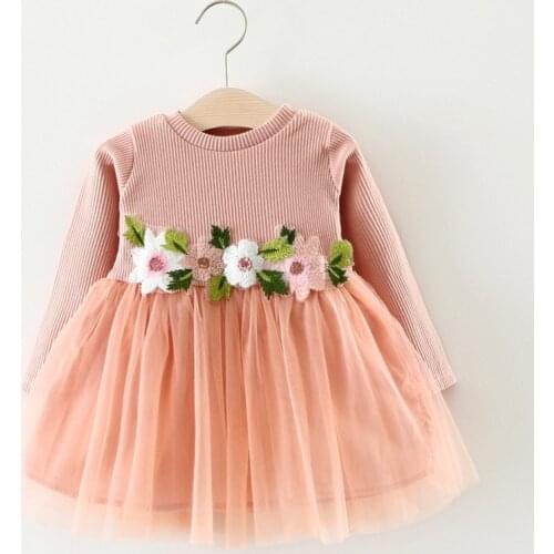Lovely Toddler Infant Newborn Kids Baby Girls Wedding Party Pageant Prom Dresses Long Sleeve Flower Dress Mesh Dress for Toddler