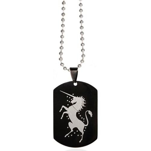 Fashion Unicorn Pendant Necklace Friendship Lovers Couple Jewelry Party Christmas Gift Beads Chain Choker For Women Men Charm