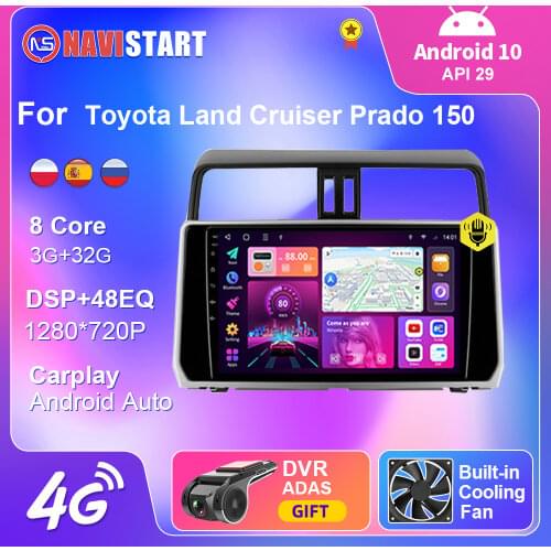 6+128G Android 10 Car 4G WIFI Radio Navigation GPS For Toyota Land Cruiser Prado 150 2017-2018 Multimedia Player Radio 2 Din DVD