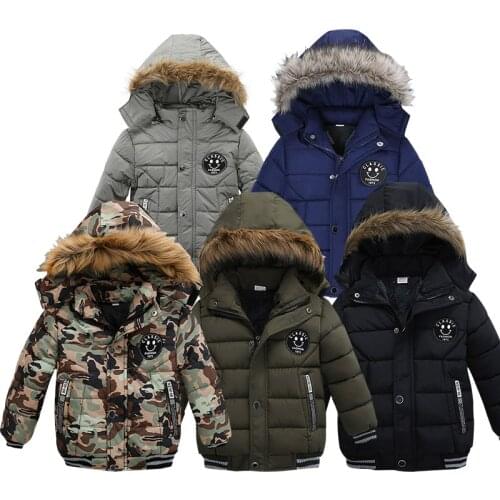 New Children Thick Warm Cotton Coats Hooded Warm Jacket Boys Outerwear Kids Winter Thick Jacket Toddler Baby Clothes 2-6 Years