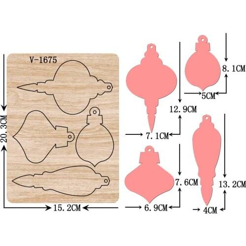 New Christmas ornaments wooden dies cutting dies for scrapbooking Multiple sizes V-1675