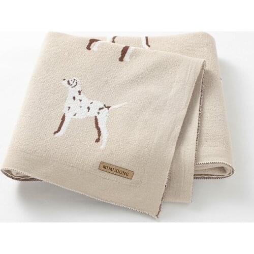 Baby Blanket 100%Cotton Plaid Knit Newborn Girls Boys Bed Crib Quilts Super Soft Infant Stroller Wrap Swaddle Cute Dogs 100*80CM