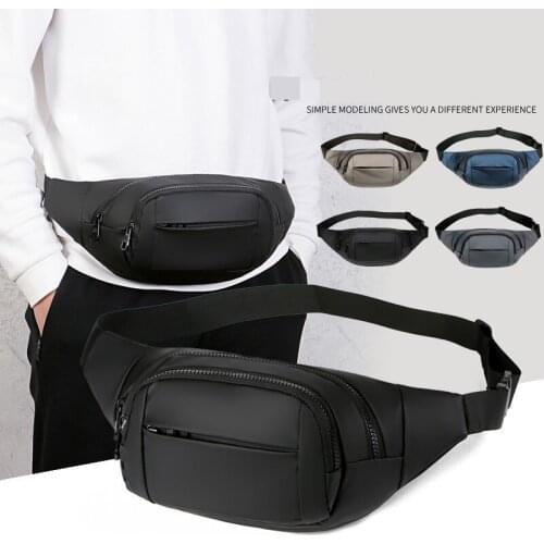 Solid Color Men Waist Bags Fashion Chest Bag Nylon Waterproof Sports Crossbody Pouch Men Phone Pouch Belt Pack Male Fanny Pack