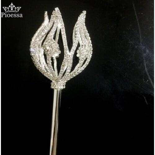 Pioessa Silver Fairy Princess Queen Magic Tulip Wand Scepter Bridal Scepter Wedding Party DIY Decoration Accessory Photo Prop