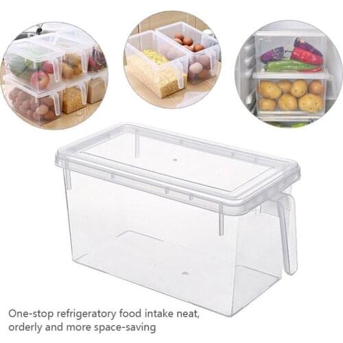Refrigerator Kitchen With Handle Plastic Storage Tank / Stackable With Lid Sealed Food Fruit Storage Box 1/2/3pcs