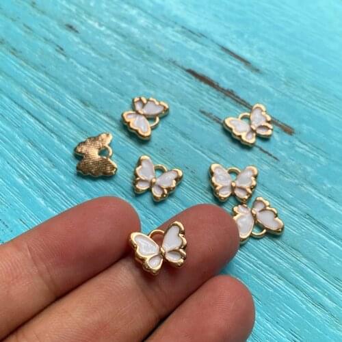 18pcs White Cute School girl Butterfly Handmade Pendant Necklace Bracelet Accessories Charms Findings Jewelry Making Supplies