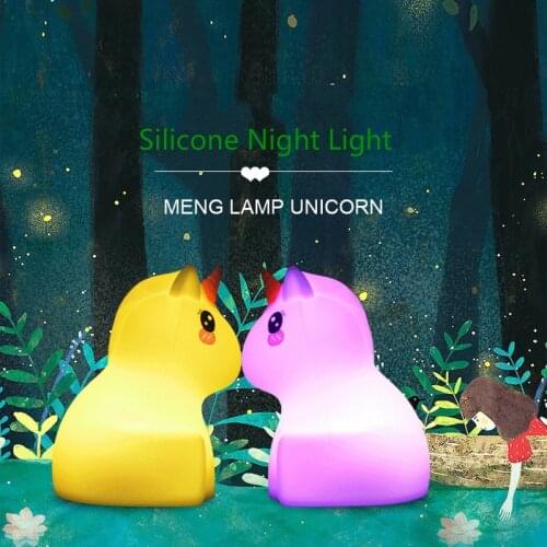 Lovely Cartoon Unicorn Penguin Monkey Elephant Mouse Alpaca Pattern LED Silicone Night Light Bedroom Table Lamp Home Decoration