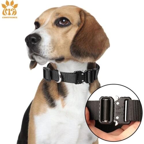 Dog Collar Durable K9 Tactical Quick Release Adjustable Nylon Webbing Metal Snake Buckle For Outdoor Walking & runningTraining