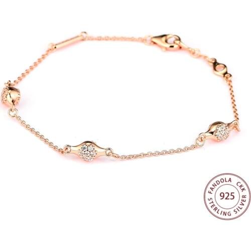 CKK Modern LovePods Bracelet femme 925 Sterling Silver Rose & Clear CZ Chain Bracelets for Women Fine Jewelry Accessories Bijoux