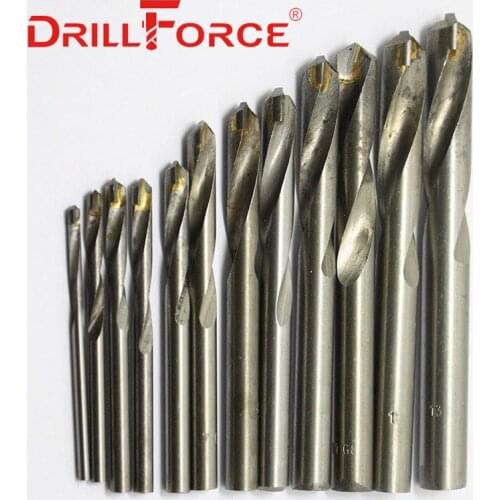 Drillforce 10PCS 3-20mm Tungsten Carbide Tip Drill Bit TCT Locksmith Drill Bits For Cast iron Aluminum Concrete (3/5/10/15/20mm)