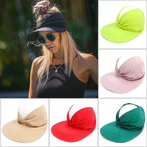 Spring and Summer New Sun Hat Anti-ultraviolet Empty Top Hat Stretch Ponytail Hat New Leisure Hat Outdoor Activities Beach Hat