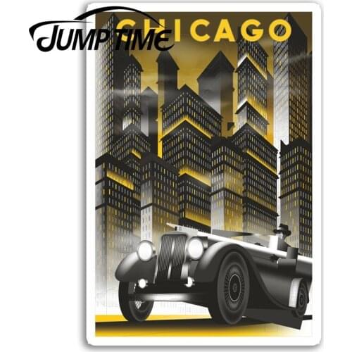 Jump Time for Retro Chicago USA Vinyl Stickers Travel Sticker Laptop Luggage Truck Window Bumper Decal Waterproof Accessories