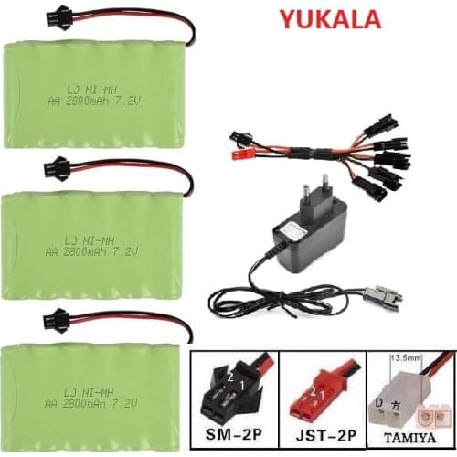 YUKALA 7.2V 2800mAh Ni-MH rechargable battery SM plug for RC Truck/ RC car/ RC boat/RC tank JST/SM/Tiamiya 7.2 v 2800 mah