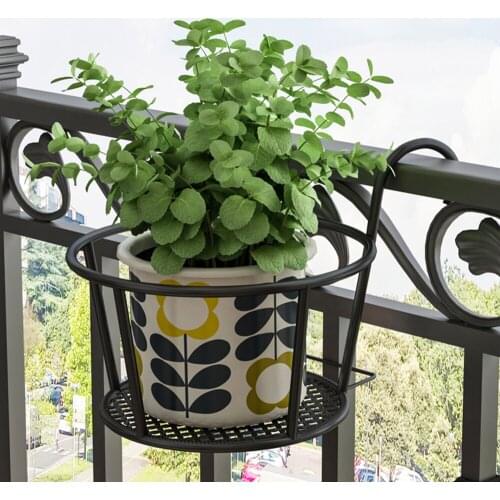 Iron Art Hanging Baskets Flower Pot Balcony Hanging Plant Round Racks Railing Fence Outdoor Window Bonsai Stand Decoration