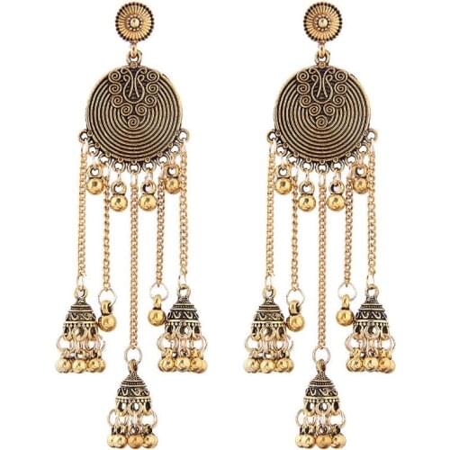 YADA 2021 New Boho Ethnic Earring For Women Crystal Statement Earring Jewelry Vintage Birdcage Bell Tassel Earrings ER210010