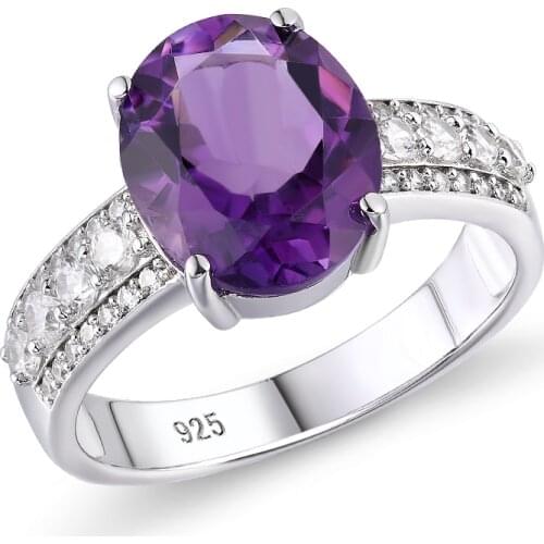 GZ ZONGFA High Quality 925 Sterling Silver Ring handmade women ring Natural Amethyst Zircon Wedding Ring Jewelry