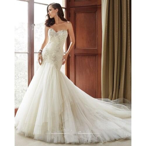 Vestido De Noiva 2018 Sexy sweetheart Mermaid Tulle Vintage Lace Vestidos De Casamento bridal gown mother of the bride dresses