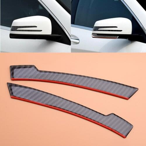 1Pair Car Carbon Fiber Side Mirror Stripe Trim Cover Fit For Benz A B C E CLA GLA CLS GLK
