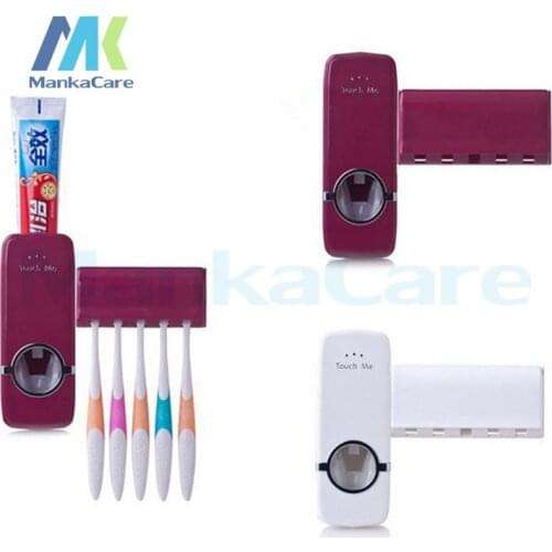 1 Pc Household Portable Hands Free Touch Me Automatic Toothpaste Dispenser+Toothbrush Holder Set Family Set Wall Mount Rack