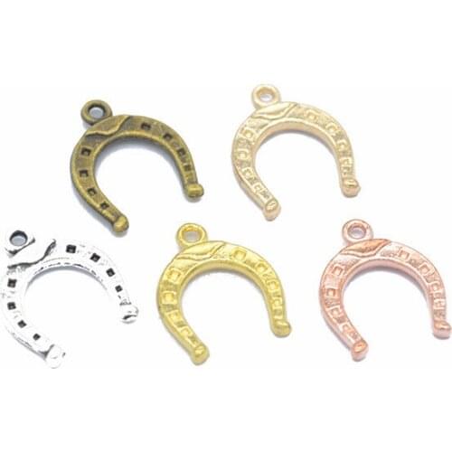 100pcs 16x13mm Vintage Metal Alloy Horseshoe Pendant Charms DIY Hair Earrings Necklace Accessories For Jewelry Making