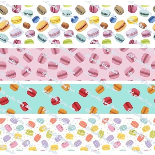 16-75MM Cartoon Macaron Printed Grosgrain Ribbon 50 Yards/Roll Tape Clothing Bakery Gift Wrapping Accessory Hairbow Head