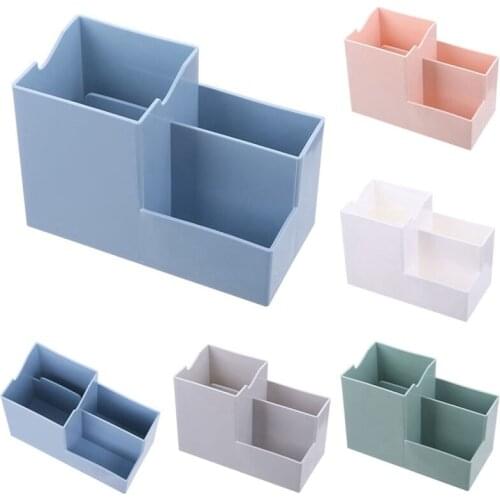 2021 Multi-function 4 Grids Square Pen Pencil Holders Container Desk Organizer Stand Stationery Storage Box Office Accessories