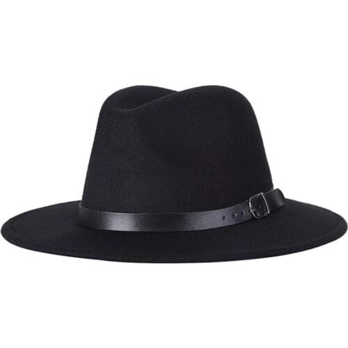 2022 Simple Women Men Wool Vintage Gangster Trilby Felt Fedora Hat With Wide Brim Gentleman Elegant Lady Winter Autumn Jazz Caps