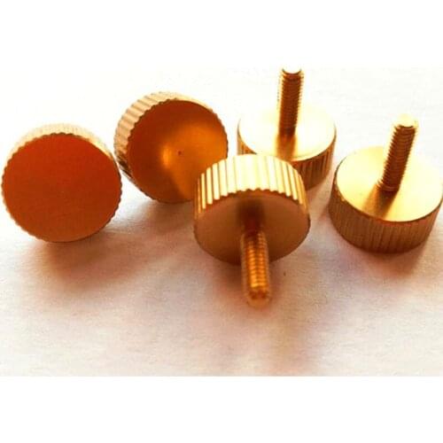 5 Pcs M2.6 Aluminum Alloy Knurled Screw Thumb Screws Big Head Golden Color Decorative Bolt