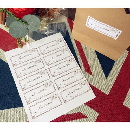 50Pcs/lot Kawaii Gold Floral white Decorative Sealing Sticker Long strip Kraft Label Sticker Gift Cake Baking Sealing Sticker