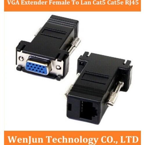 50PCS /LOT New HD15 VGA Extender Female To Lan Cat5 Cat5e RJ45 Ethernet Female Adapter
