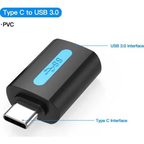 PVC material 3A/5V USB C Adapter Type C to USB 3.0 and Micro-B to USB 2.0 male to female Connector