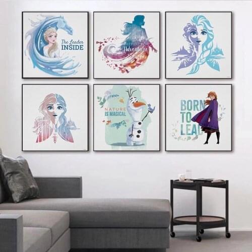 5D Diamond Painting Disney Princess Anna Elsa and The Nokk Painting Frozen Movie Posters for Living Room Decoration