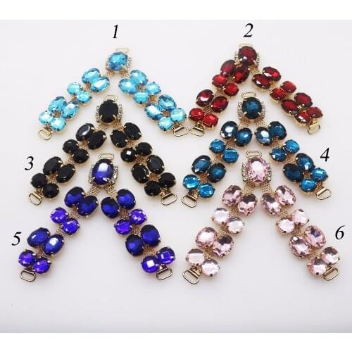 2018 New Charm 2pcs/lot 9.5CM Acrylic Chain DIY Garment sewing accessories Metal Crystal Rhinestone bikini Connectors buckle