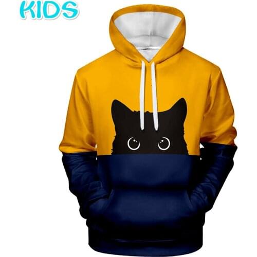 Black Cat Hoodie 3D Print Men/Women Pullover Pink Blue Patchwork Stylish personality Stylish Pussy kids Hoodies Sweatshirts Coat