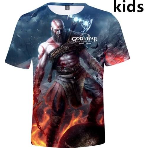 3 to 14 years kids t shirt God of War 3d t-shirts Blood RED Lines Face Printed cartoon boy/girls tshirts tee children clothes