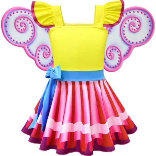 Kids Girls Fancy Dress New Summer Toddler Children Birthday Party Dresses Cosplay Party Costume Sling Dress Wings Clothes