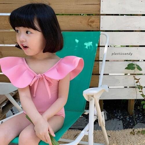 DR35 Kids Baby Girls Swimwear Pink One Pice Swimsuit Bathing Suit Summer Beachwear Monokini