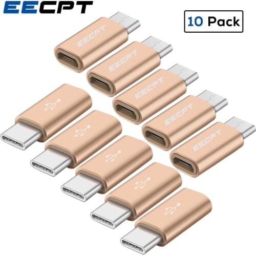 EECPT 10 Pack OTG Type C Adapter USB C to Micro USB OTG Cable Type-C Adapter Connector for Macbook Samsung S9 S8 Huawei P20 P10