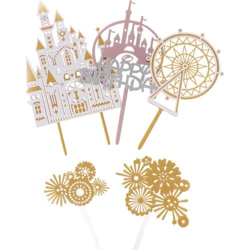 Firework Castle Princess Cake Topper For Wedding Baking Supplies Party Decor Acrylic Valentines Day Anniversary Baby Love Gifts