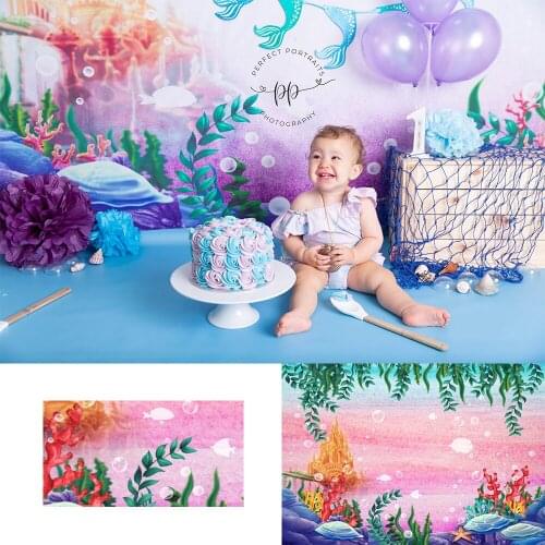 Underwater Fish Photography Backdrops Aquatic plants Decor Children Newborn Party Photocall Pink Colourful Starfish Background
