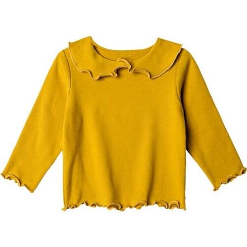 Spring girls cotton T-shirts Long Sleeve Tops tees Girls solid autumn baby kids bottom Shirts children casual t-shirts P4 041