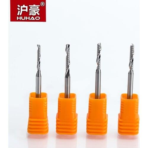 HUHAO 1pc 3.175mm One Flute Spiral Router Bit for Wood 2.0 2.5mm CNC End Mill Tungsten Carbide Router Tool PCB Milling Cutter