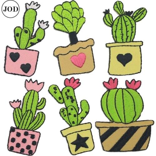 Cactus Patches for Clothing Flower Embroidery Patch Sticker Iron on Patches applications on Clothes Stripe ironing Accessories