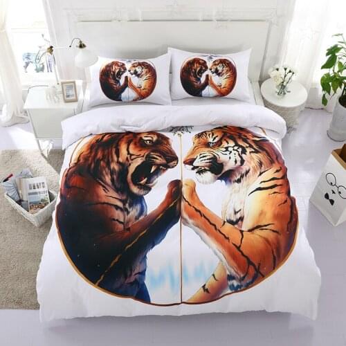 3D Animal Tiger Bedding Set Luxury Single Double Bed Clothes Comforter Queen King Full Duvet Cover Set For Adult Boy Home Bed